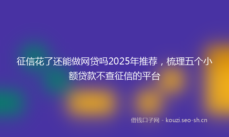 征信花了还能做网贷吗2025年推荐，梳理五个小额贷款不查征信的平台
