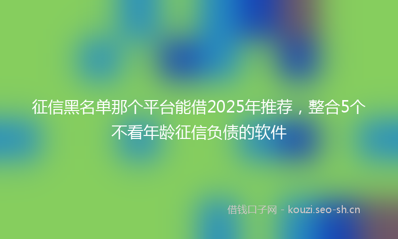 征信黑名单那个平台能借2025年推荐，整合5个不看年龄征信负债的软件