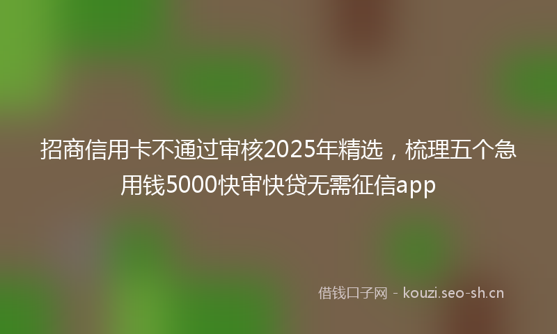 招商信用卡不通过审核2025年精选，梳理五个急用钱5000快审快贷无需征信app