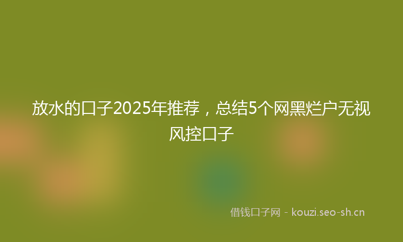 放水的口子2025年推荐，总结5个网黑烂户无视风控口子