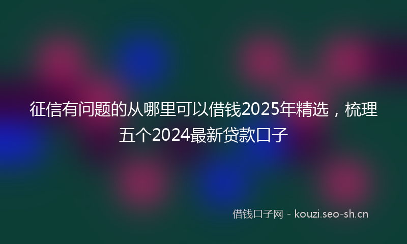 征信有问题的从哪里可以借钱2025年精选，梳理五个2024最新贷款口子