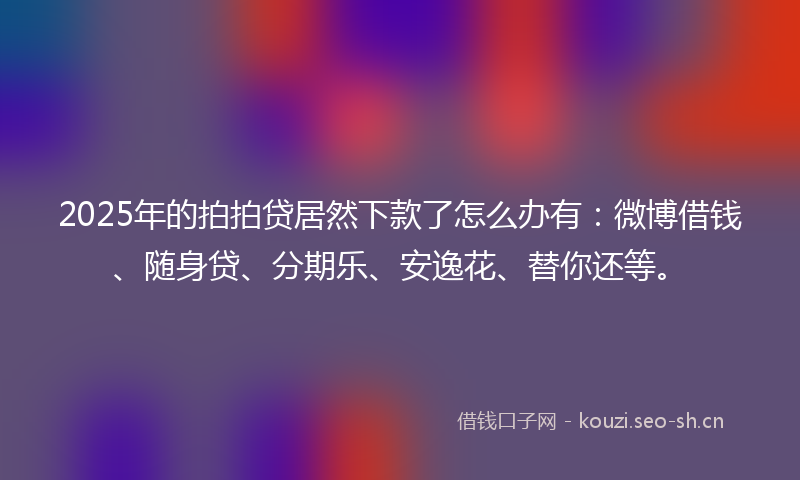 2025年的拍拍贷居然下款了怎么办有:微博借钱、随身贷、分期乐、安逸花、替你还等。