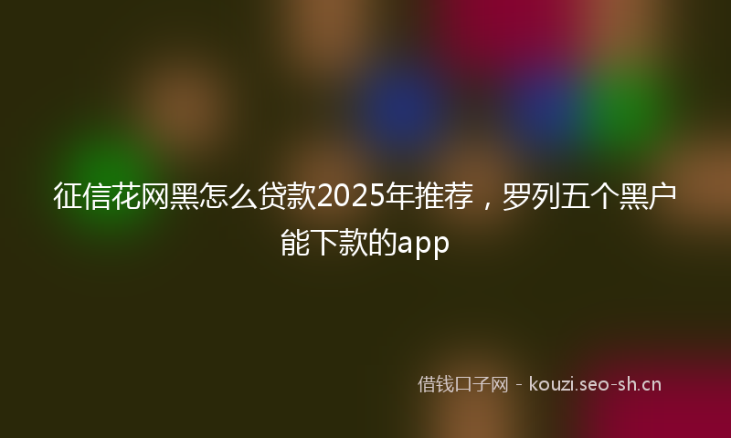 征信花网黑怎么贷款2025年推荐，罗列五个黑户能下款的app
