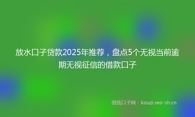 放水口子贷款2025年推荐，盘点5个无视当前逾期无视征信的借款口子