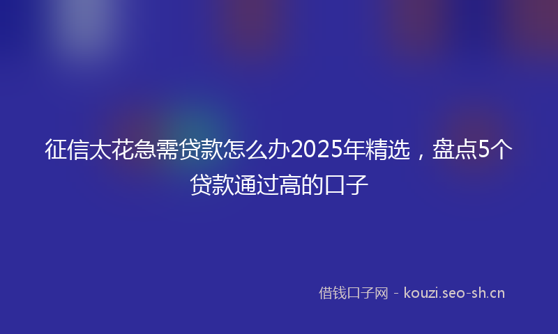 征信太花急需贷款怎么办2025年精选，盘点5个贷款通过高的口子