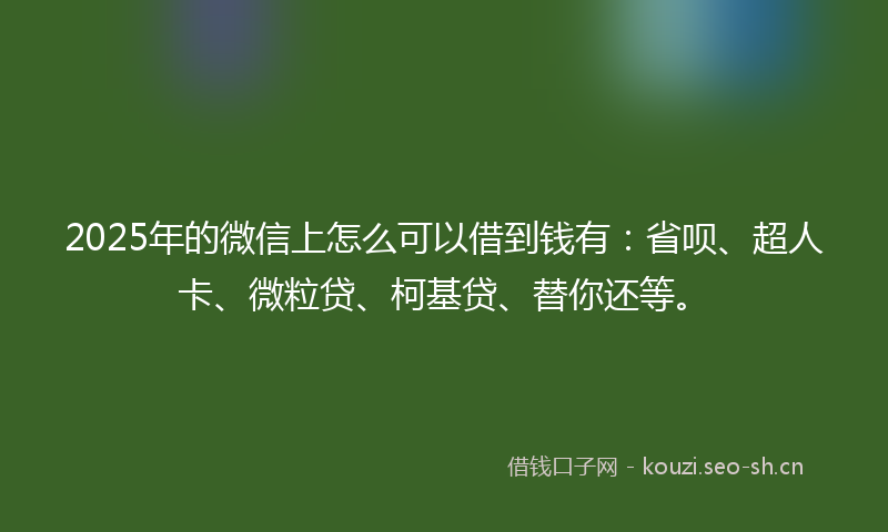 2025年的微信上怎么可以借到钱有:省呗、超人卡、微粒贷、柯基贷、替你还等。