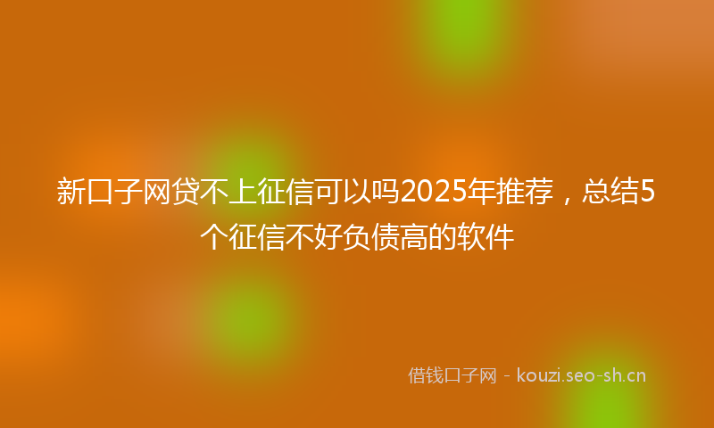 新口子网贷不上征信可以吗2025年推荐，总结5个征信不好负债高的软件