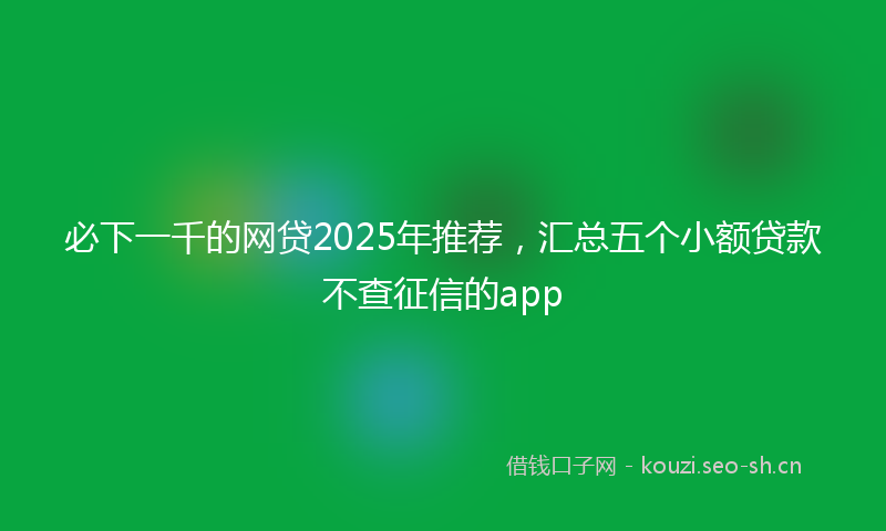 必下一千的网贷2025年推荐，汇总五个小额贷款不查征信的app