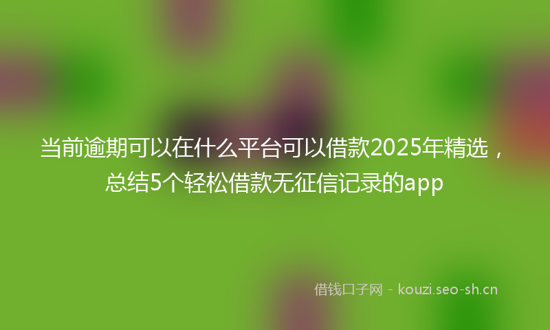 当前逾期可以在什么平台可以借款2025年精选，总结5个轻松借款无征信记录的app