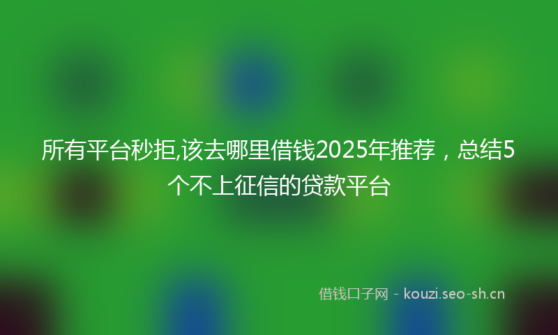 所有平台秒拒,该去哪里借钱2025年推荐，总结5个不上征信的贷款平台