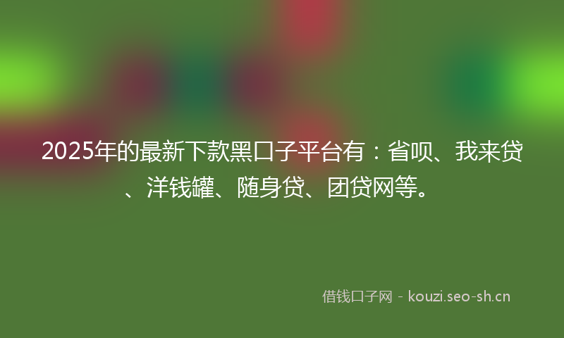 2025年的最新下款黑口子平台有：省呗、我来贷、洋钱罐、随身贷、团贷网等。