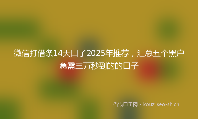 微信打借条14天口子2025年推荐，汇总五个黑户急需三万秒到的的口子
