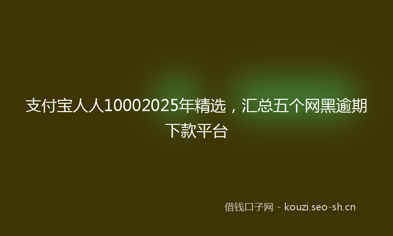 支付宝人人10002025年精选，汇总五个网黑逾期下款平台