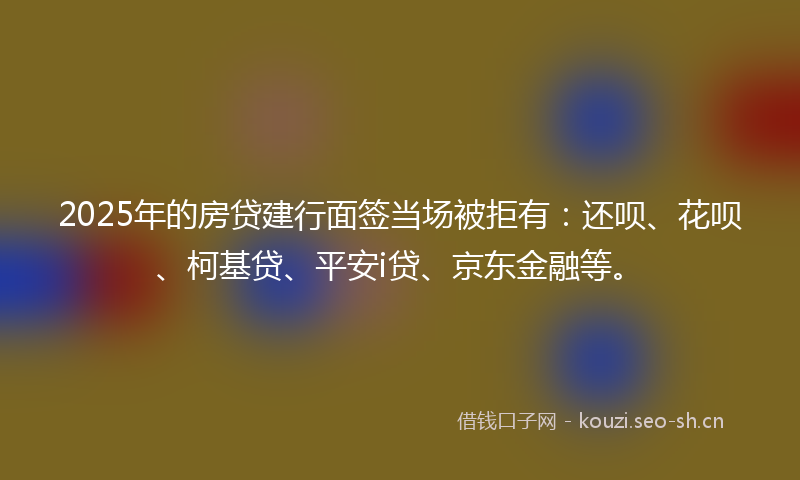 2025年的房贷建行面签当场被拒有：还呗、花呗、柯基贷、平安i贷、京东金融等。