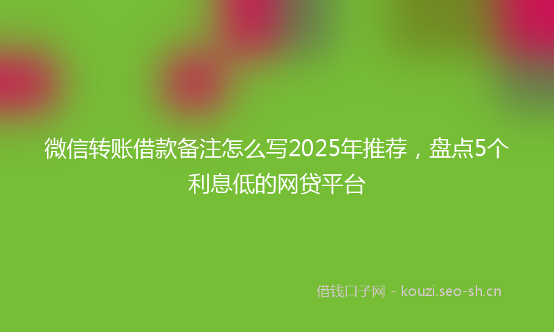 微信转账借款备注怎么写2025年推荐，盘点5个利息低的网贷平台