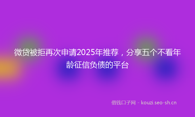 微贷被拒再次申请2025年推荐，分享五个不看年龄征信负债的平台
