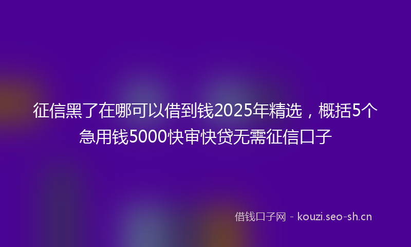 征信黑了在哪可以借到钱2025年精选，概括5个急用钱5000快审快贷无需征信口子