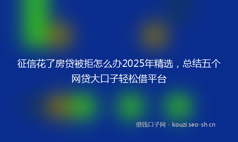 征信花了房贷被拒怎么办2025年精选，总结五个网贷大口子轻松借平台
