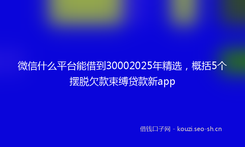 微信什么平台能借到30002025年精选，概括5个摆脱欠款束缚贷款新app