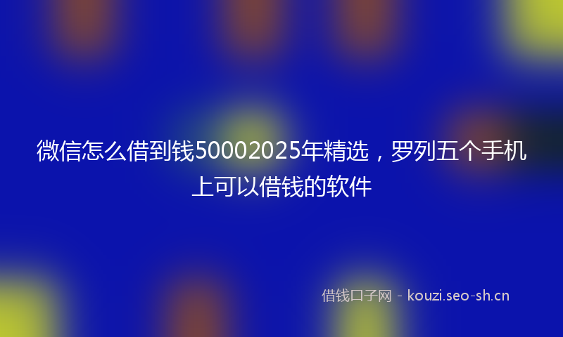 微信怎么借到钱50002025年精选，罗列五个手机上可以借钱的软件