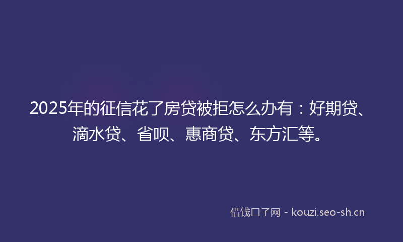 2025年的征信花了房贷被拒怎么办有：好期贷、滴水贷、省呗、惠商贷、东方汇等。