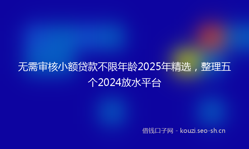 无需审核小额贷款不限年龄2025年精选，整理五个2024放水平台