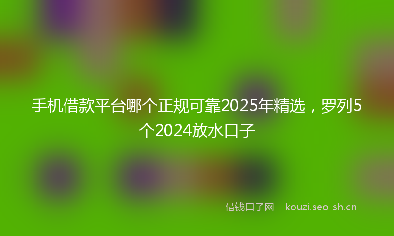 手机借款平台哪个正规可靠2025年精选，罗列5个2024放水口子