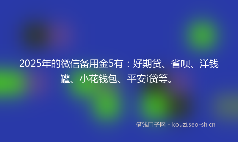 2025年的微信备用金5有：好期贷、省呗、洋钱罐、小花钱包、平安i贷等。