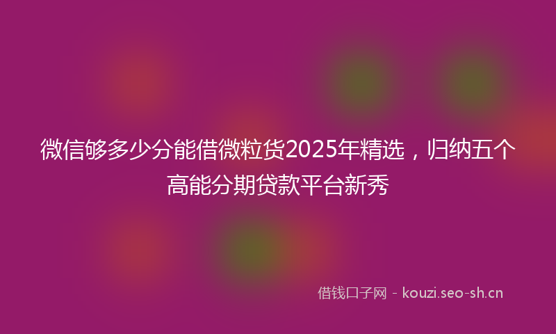 微信够多少分能借微粒货2025年精选，归纳五个高能分期贷款平台新秀