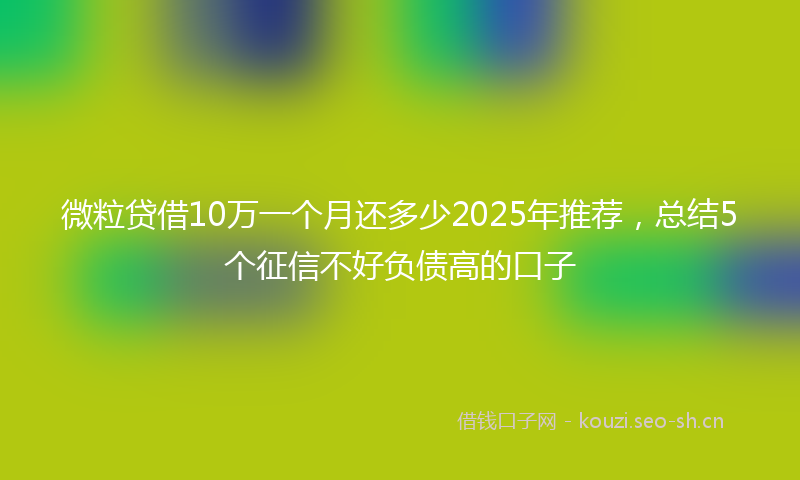 微粒贷借10万一个月还多少2025年推荐，总结5个征信不好负债高的口子