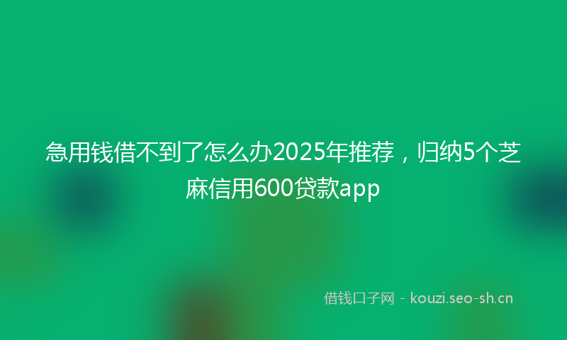 急用钱借不到了怎么办2025年推荐,归纳5个芝麻信用600贷款app