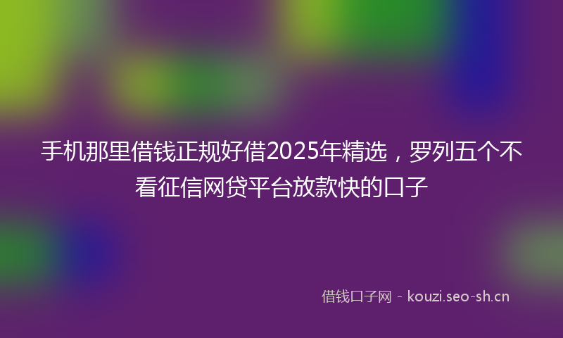 手机那里借钱正规好借2025年精选，罗列五个不看征信网贷平台放款快的口子