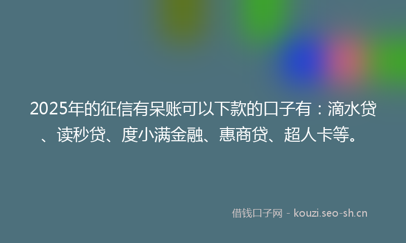 2025年的征信有呆账可以下款的口子有：滴水贷、读秒贷、度小满金融、惠商贷、超人卡等。