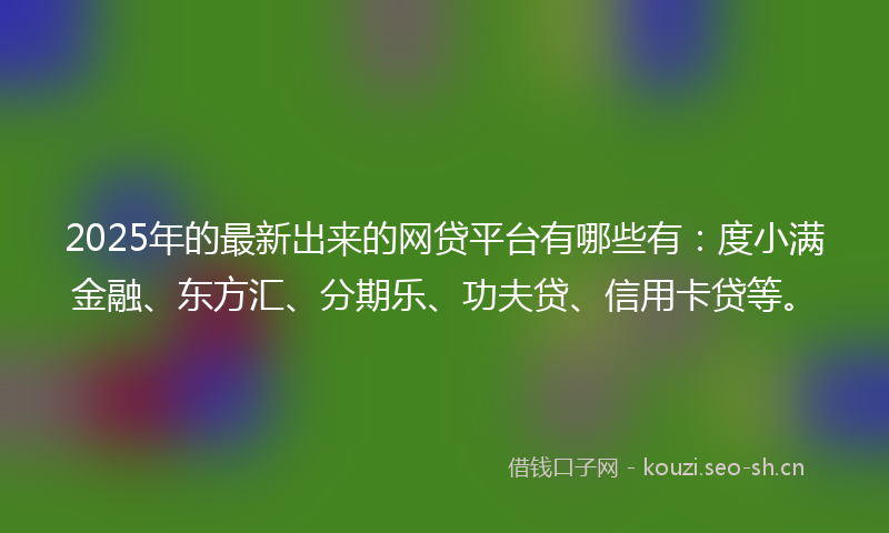 2025年的最新出来的网贷平台有哪些有：度小满金融、东方汇、分期乐、功夫贷、信用卡贷等。