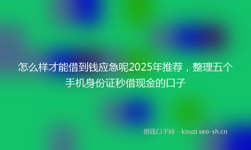 怎么样才能借到钱应急呢2025年推荐，整理五个手机身份证秒借现金的口子