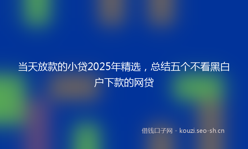 当天放款的小贷2025年精选，总结五个不看黑白户下款的网贷