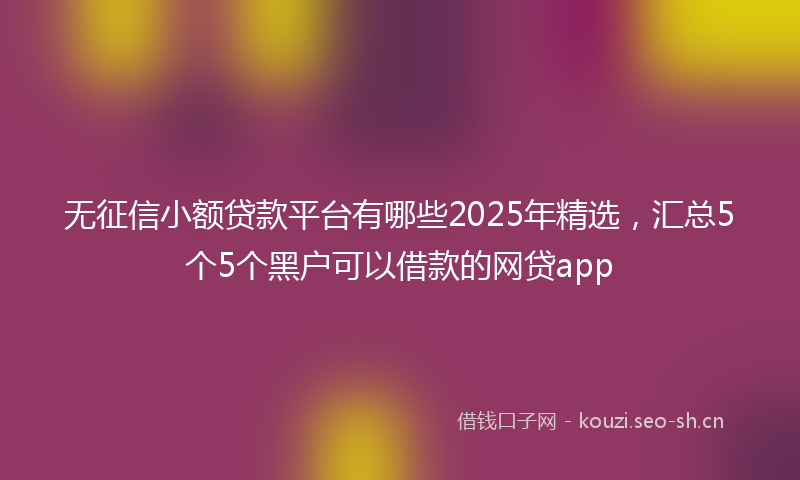 无征信小额贷款平台有哪些2025年精选，汇总5个5个黑户可以借款的网贷app