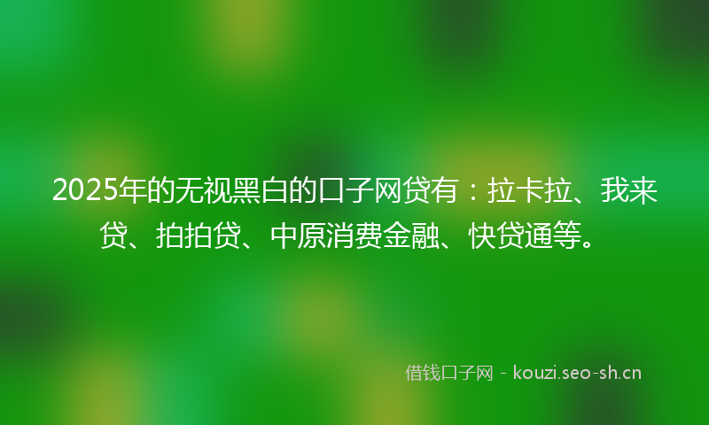 2025年的无视黑白的口子网贷有：拉卡拉、我来贷、拍拍贷、中原消费金融、快贷通等。