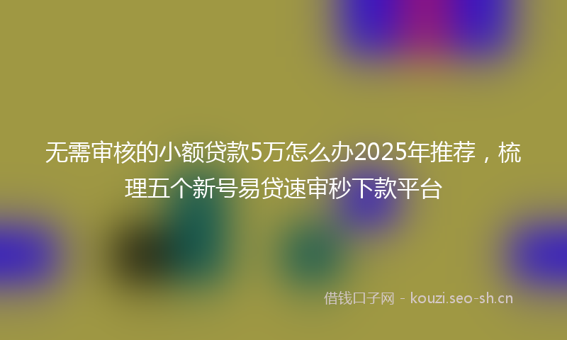 无需审核的小额贷款5万怎么办2025年推荐，梳理五个新号易贷速审秒下款平台