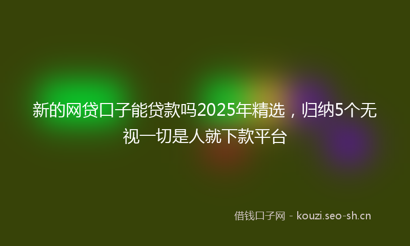 新的网贷口子能贷款吗2025年精选，归纳5个无视一切是人就下款平台