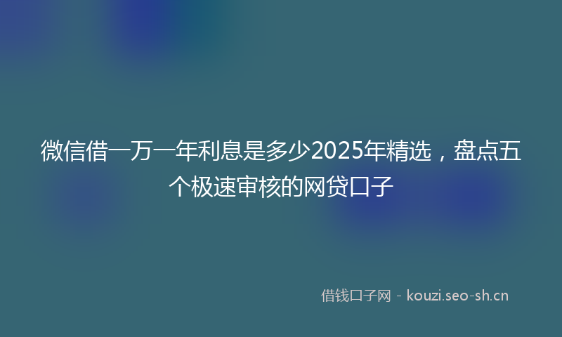 微信借一万一年利息是多少2025年精选，盘点五个极速审核的网贷口子