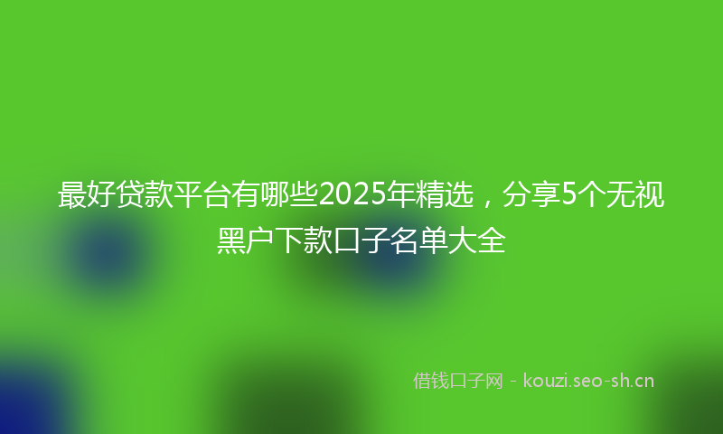 最好贷款平台有哪些2025年精选，分享5个无视黑户下款口子名单大全
