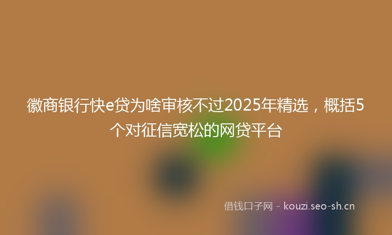 徽商银行快e贷为啥审核不过2025年精选，概括5个对征信宽松的网贷平台