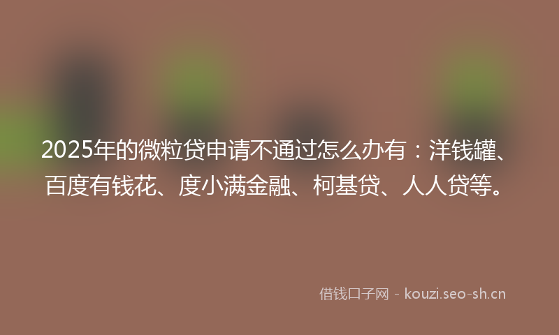 2025年的微粒贷申请不通过怎么办有：洋钱罐、百度有钱花、度小满金融、柯基贷、人人贷等。
