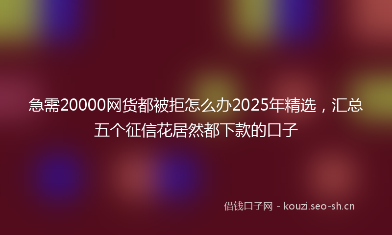 急需20000网货都被拒怎么办2025年精选，汇总五个征信花居然都下款的口子