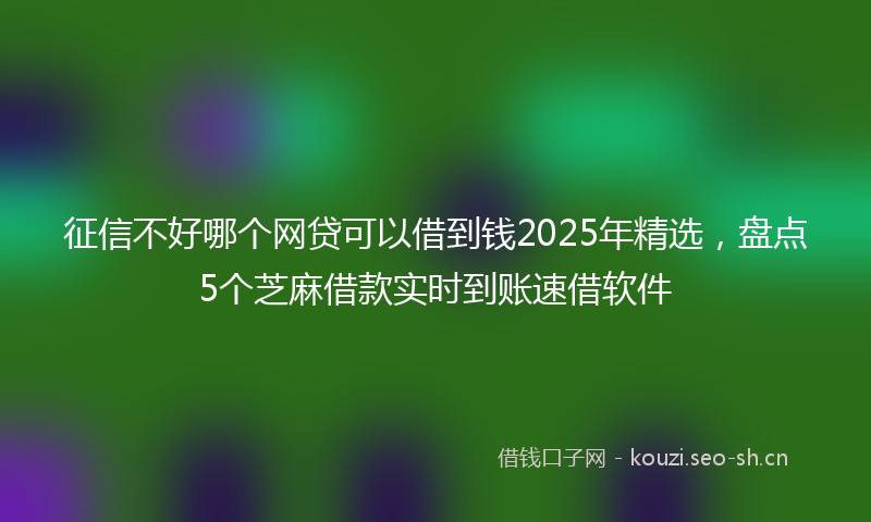 征信不好哪个网贷可以借到钱2025年精选，盘点5个芝麻借款实时到账速借软件