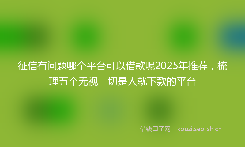 征信有问题哪个平台可以借款呢2025年推荐，梳理五个无视一切是人就下款的平台