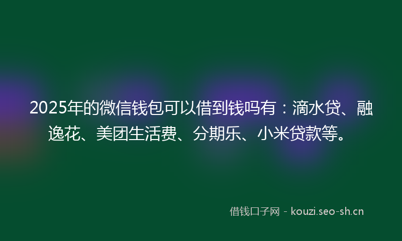 2025年的微信钱包可以借到钱吗有:滴水贷、融逸花、美团生活费、分期乐、小米贷款等。