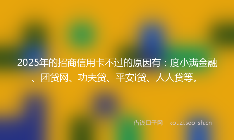 2025年的招商信用卡不过的原因有：度小满金融、团贷网、功夫贷、平安i贷、人人贷等。