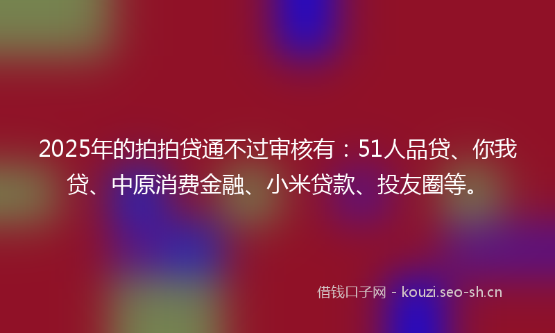 2025年的拍拍贷通不过审核有：51人品贷、你我贷、中原消费金融、小米贷款、投友圈等。